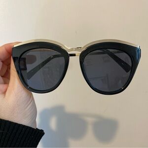 Le Specs Black Cat-Eye Sunglasses with Silver Trim